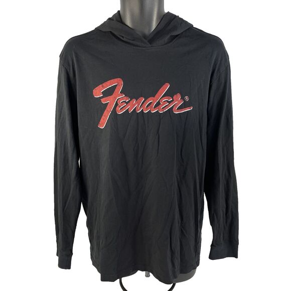 Mens Wrangler Fender Lightweight Hoodie Shirt Size Medium Black Cotton - Picture 1 of 6